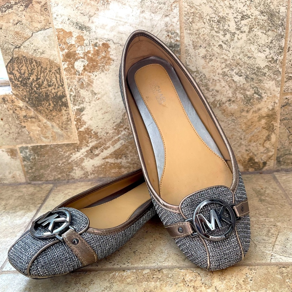 Michael Kors Fulton Glitter Chain-Mail Flat